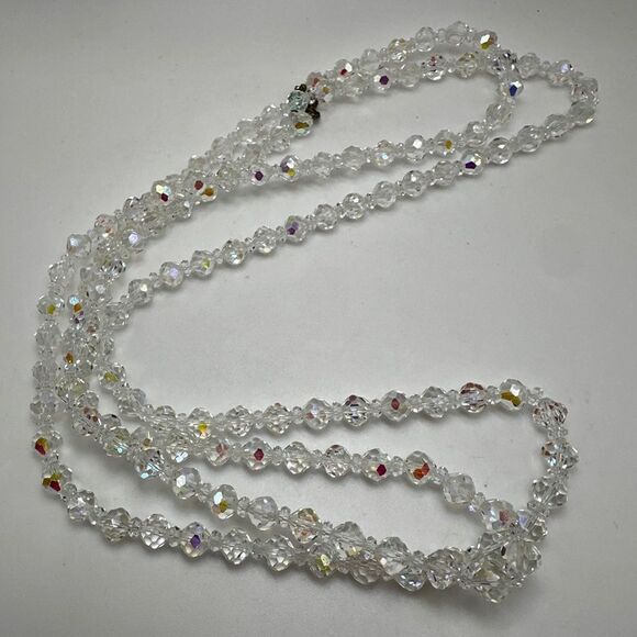 54" vintage Aurora Borealis (AB) crystal necklace! - Picture 6 of 14